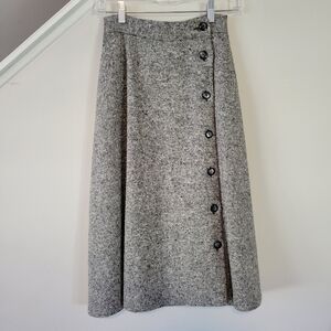 Orvis Gray Button-Front Skirt
